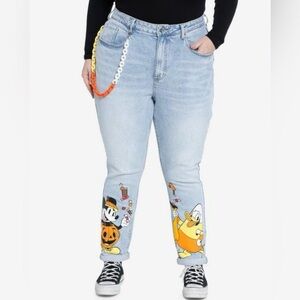 Her Universe Disney Halloween Candy Corn Chain Mom Jeans - junior sz 7 - cotton